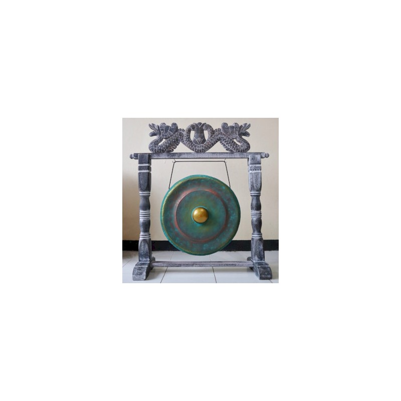 Small Meditation Gong with Stand - 25cm - Green-MEDITATION GONG-HOSTENATURA