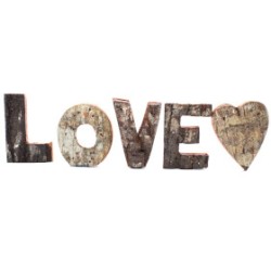 Rustic Bark Letter Game - LOVE (4x3) - Small 7cm