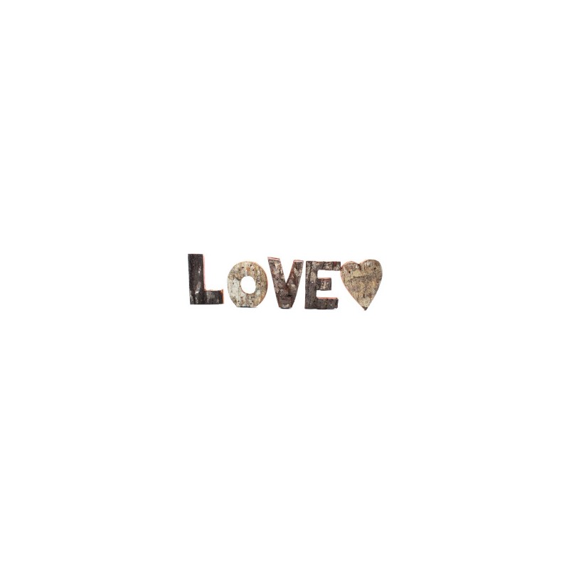 Rustic Bark Letter Game - LOVE (4x3) - Small 7cm-DECORATIVE WOODEN LETTERS-HOSTENATURA