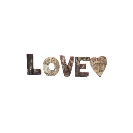 Rustic Bark Letter Game - LOVE (4x3) - Small 7cm