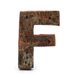 Lettera in corteccia rustica - "F" (12) - Piccola 7 cm