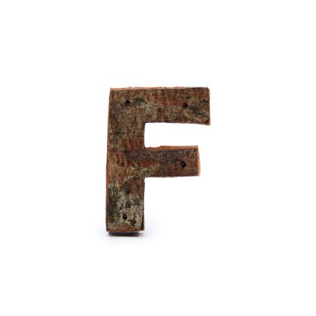 Lettre d’écorce rustique - «&nbsp;F&nbsp;» (12) - Petit 7cm