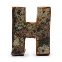 Lettera in corteccia rustica - "H" (12) - Piccola 7 cm