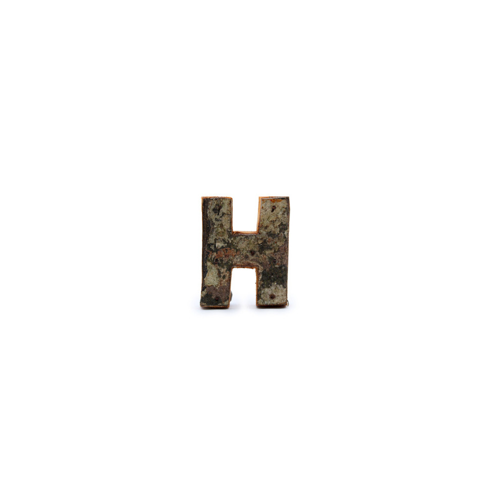 Letra de Corteza Rústica - "H" (12) - Pequeña 7cm