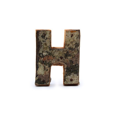 Literă din scoarță rustică - "H" (12) - Mică 7cm