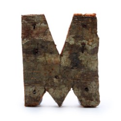 Lettera in corteccia rustica - "M" (12) - Piccola 7 cm