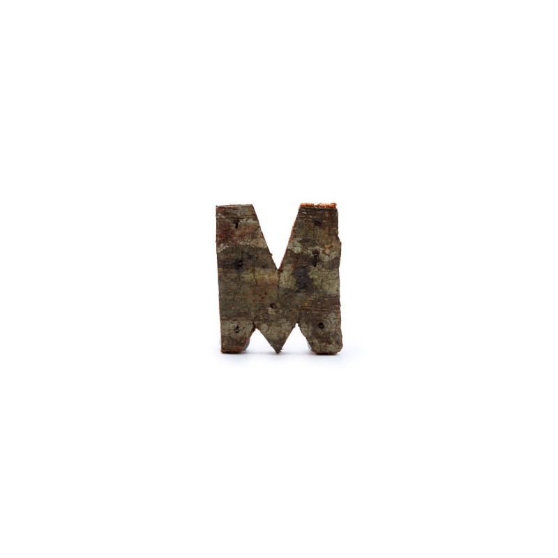 Rustic Bark Letter - "M" (12) - Small 7cm-DECORATIVE WOODEN LETTERS-HOSTENATURA