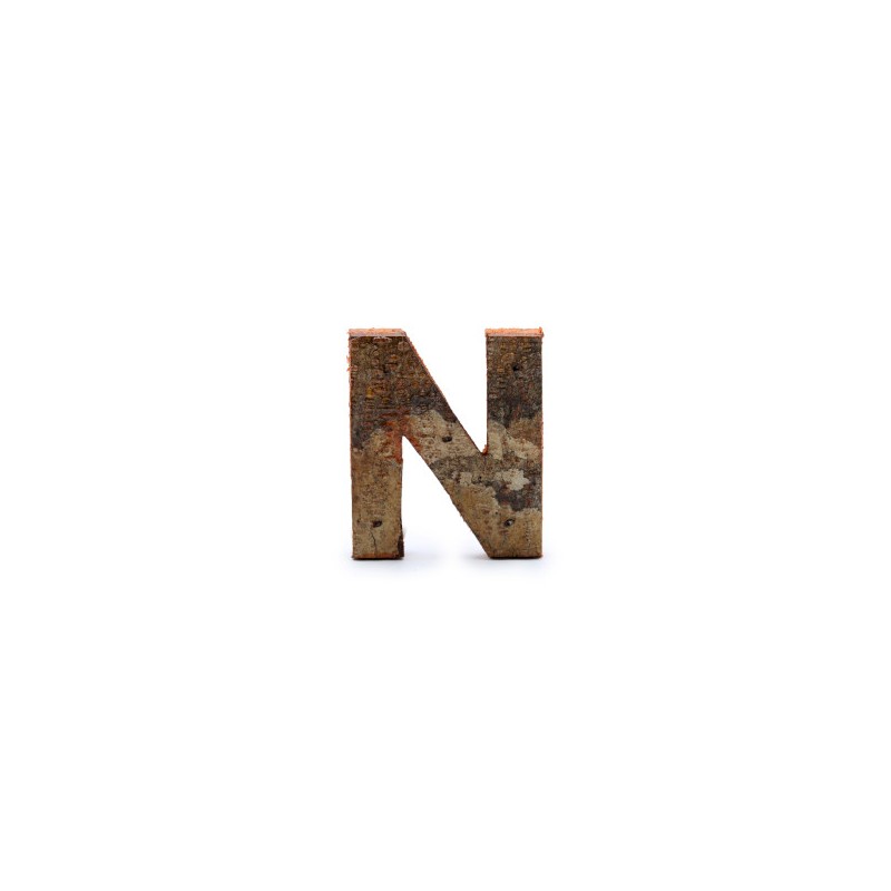 Lettera in corteccia rustica - "N" (12) - Piccola 7 cm-LETTERE IN LEGNO DECORATIVE-HOSTENATURA