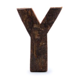 Lettera in corteccia rustica - "Y" (12) - Piccola 7 cm