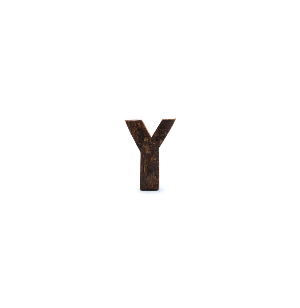 Letra de Corteza Rústica - "Y" (12) - Pequeña 7cm