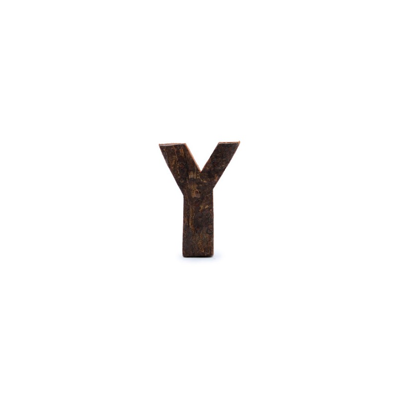 Lettera in corteccia rustica - "Y" (12) - Piccola 7 cm-LETTERE IN LEGNO DECORATIVE-HOSTENATURA