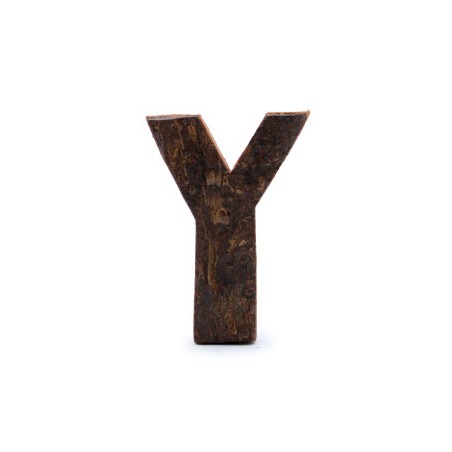 Rustykalna litera z kory - "Y" (12) - mała 7cm