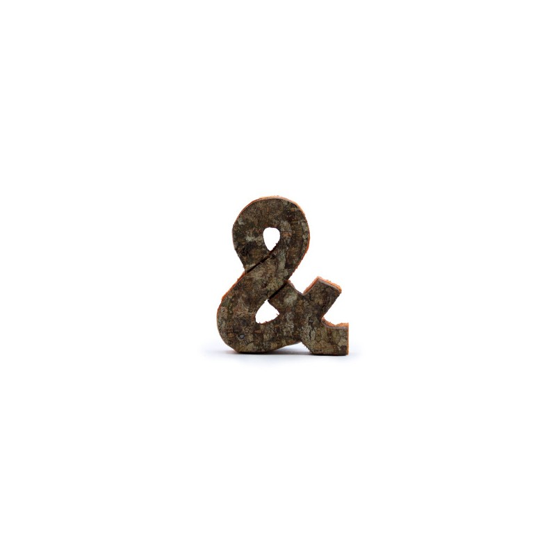 Lettera in corteccia rustica - "&" (12) - Piccola 7 cm-LETTERE IN LEGNO DECORATIVE-HOSTENATURA