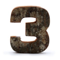 Număr de scoarță rustică - "3" (12) - Mic 7cm