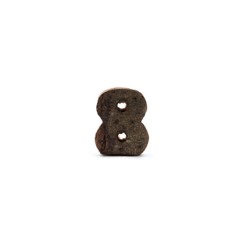 Rustic bark number - "8" (12) - Small 7cm-DECORATIVE WOODEN LETTERS-HOSTENATURA