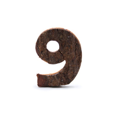 Número de Casca Rústica - "9" (12) - Pequeno 7cm