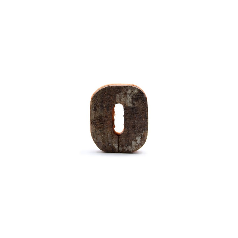 Rustic bark number - "0" (12) - Small 7cm-DECORATIVE WOODEN LETTERS-HOSTENATURA