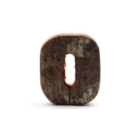Rustic bark number - "0" (12) - Small 7cm
