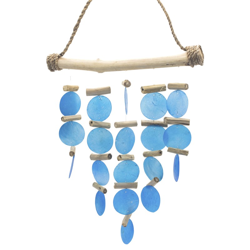 Floating wood chime - Blue-FLOATING WOODEN WIND CHIME-HOSTENATURA