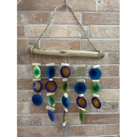 Carillon en bois flotté - Vert et violet