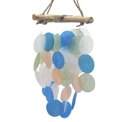 Wooden chime - Cross - Blue and pearl