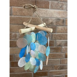 Wooden chime - Cross - Blue and pearl