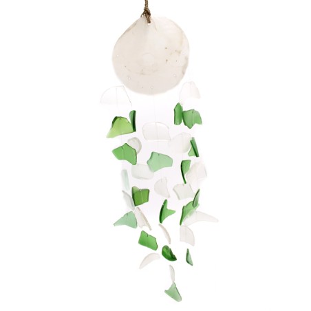 Carrilhão de vidro reciclado - Verde e Branco