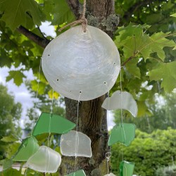 Carillon de vidro reciclado - Verde e Branco