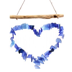 Recycled glass chime - Blue and White