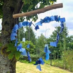 Campanello in vetro riciclato - Blu e bianco