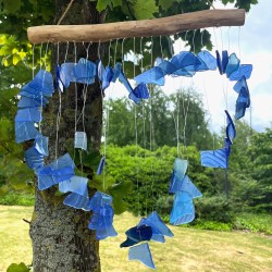 Campanello in vetro riciclato - Blu e bianco