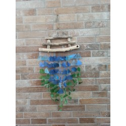 Recycled glass chime - Blue and green