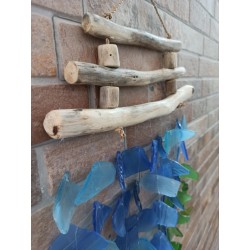 Recycled glass chime - Blue and green