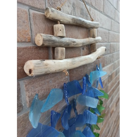 Carillon en verre recyclé - Bleu et vert