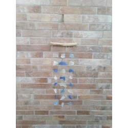 Recycled glass chime - Three strings - Blue and white