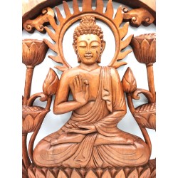 Buddha and Lotus wood panel - 40cm