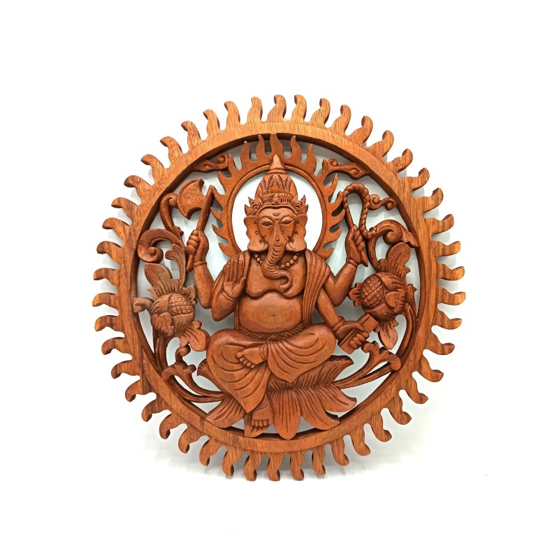 Panneau en bois - Ganesh 40cm-PANNEAU DE BOIS DÉCORATIF-HOSTENATURA