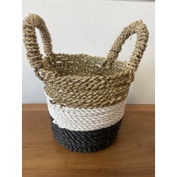 Seaweed Basket Set - Dark Grey / White / Natural