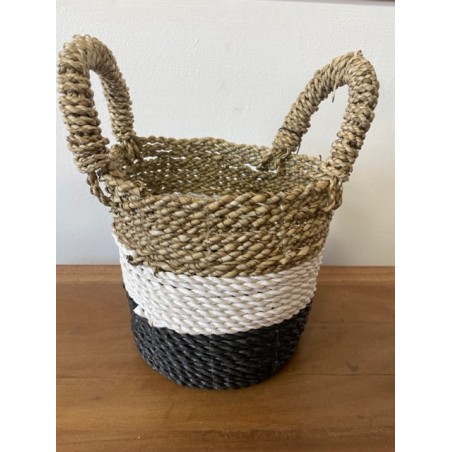 Seaweed Basket Set - Dark Grey / White / Natural