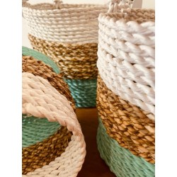 Seaweed basket set - Green/Natural/White