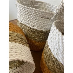 Seaweed basket set - Orange/Natural/White