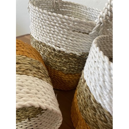 Seaweed basket set - Orange/Natural/White