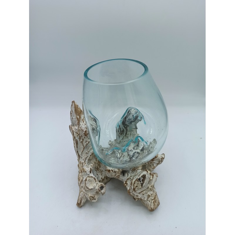 Verre fusionné sur bois blanchi - Grand bol-VERRE FOULÉ SUR BOIS-HOSTENATURA