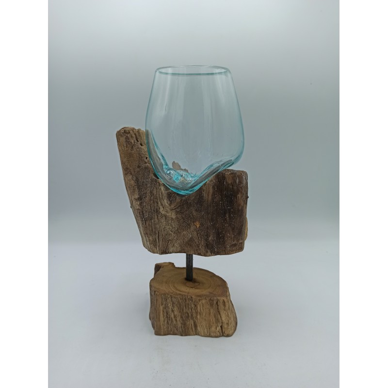 Verre fusionné sur bois avec support - Bol moyen-VERRE FOULÉ SUR BOIS-HOSTENATURA