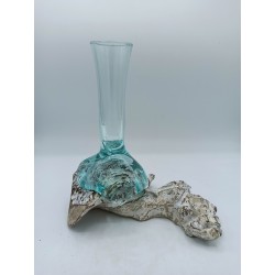 Geschmolzenes Glas auf gebleichtem Holz - Vase - Medium