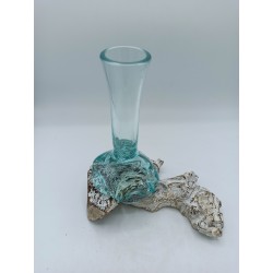 Geschmolzenes Glas auf gebleichtem Holz - Vase - Medium