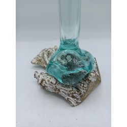 Geschmolzenes Glas auf gebleichtem Holz - Vase - Medium