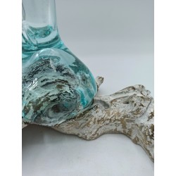 Fused glass on bleached wood - Vase - Medium