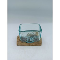 Fused Glass Tank on Wood with Stand - Small Bowl