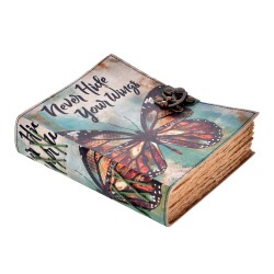 Leren notitieboekje "Never Hide Your Wings" (7x5")